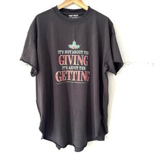 Pebby‎ Forevee Dark Gray Short Sleeve Shirt Christmas Humor Size XLarge